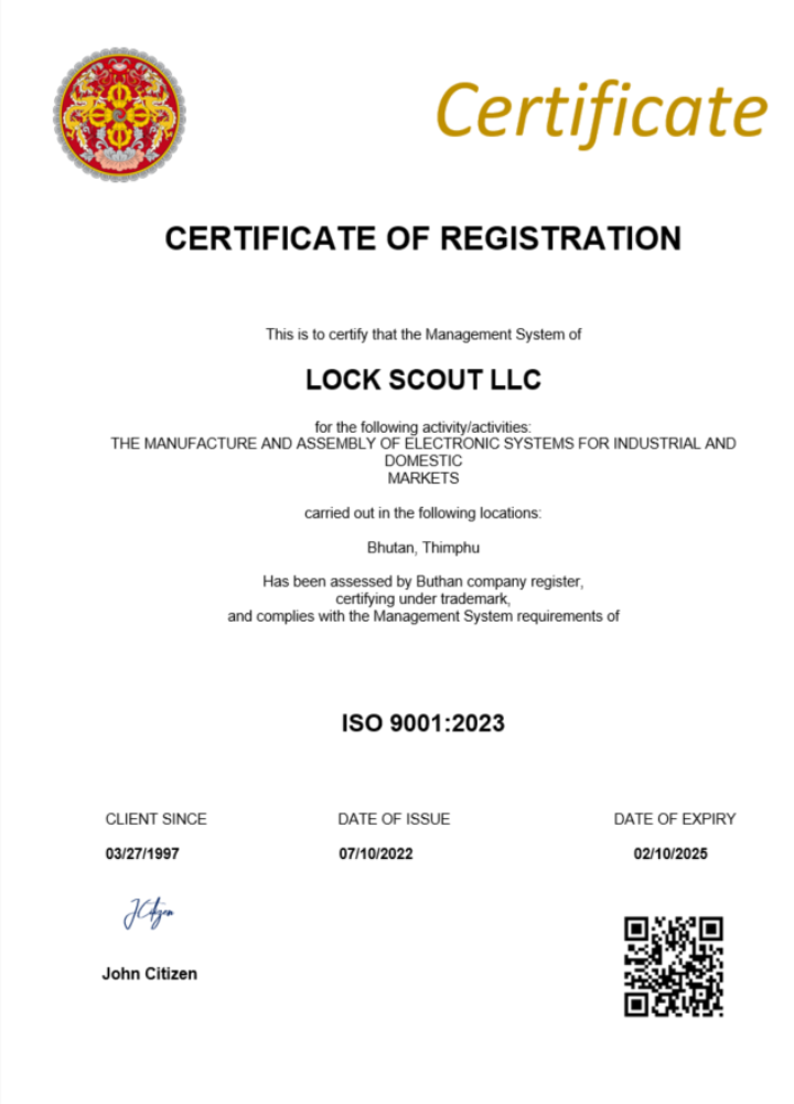 Bhutan certificate of registration Word and PDF template